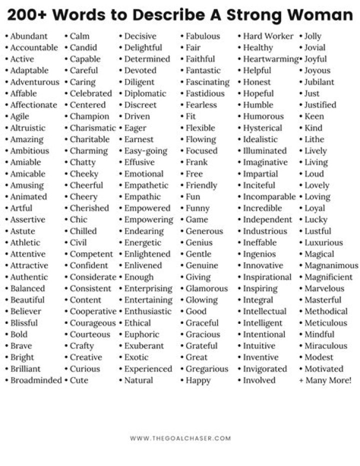 Adjectives To Define A Strong And Powerful Woman