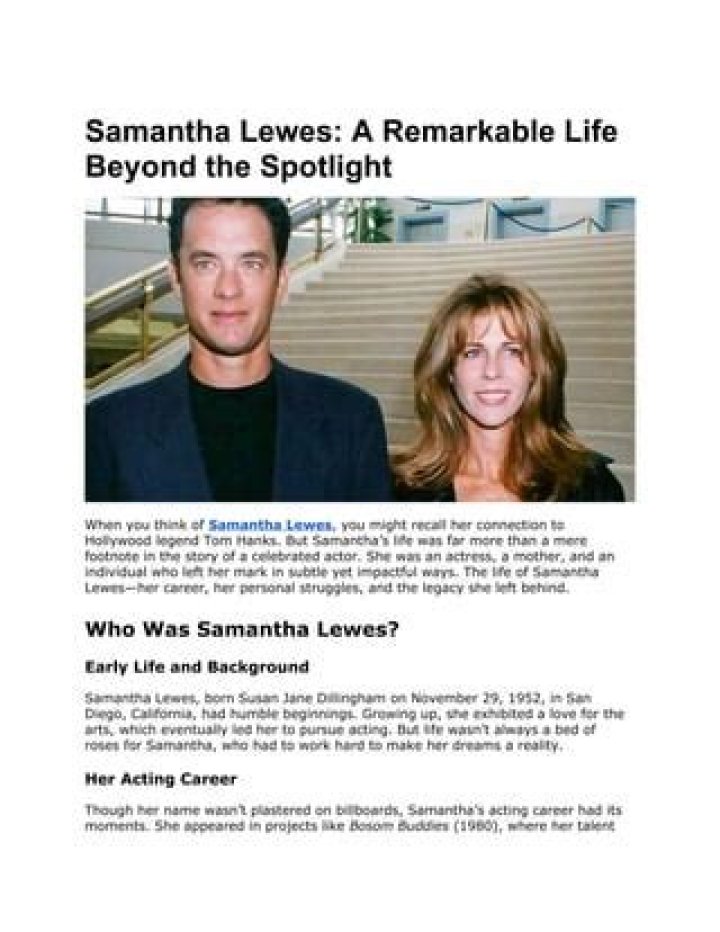 The Ultimate Guide To Samantha Lewes' Birth: Date, Place, And Family History